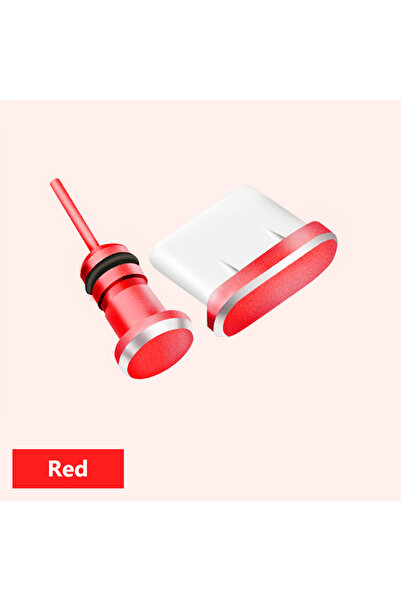 Choice سدادة حمراء مضادة للغبار لمنفذ شحن الهاتف من النوع C، مقبس سماعة أذن 3...