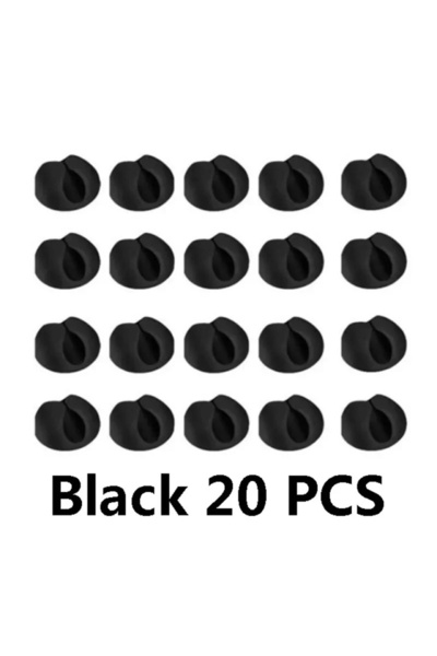 Choice 20 قطعة من مشابك تنظيم الكابلات المصنوعة من السيليكون الأسود، مشابك دا...