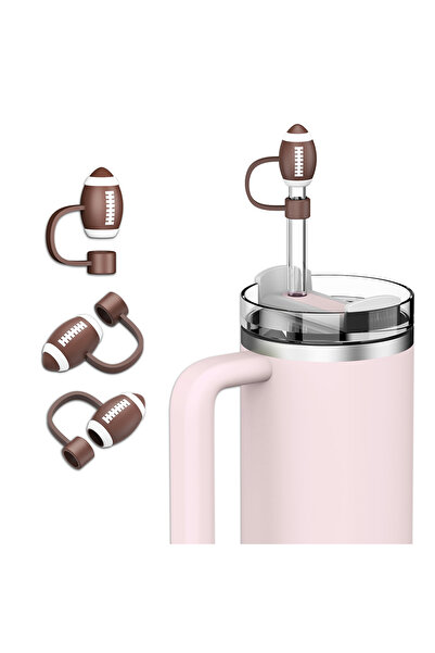 Choice JJ007-A1 4Pcs Straw Cover Cap for Stanley Cup Accessories, Football And Basketball Straw Topper fits