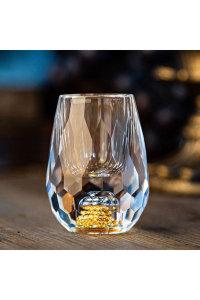 Choice Luxury Crystal Glass Vodka Glass Sake Shochu Glass Bar Liqueur Double Bottom Gold Foil Glass Tea ...
