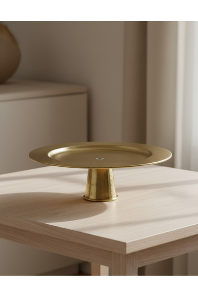 REDTAG Gold Metal Etched Cake Stand Hammered