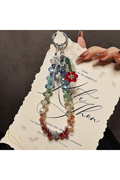 Choice Flower Fashionable Flower Crystal Mobile Phone Pendant Chain Short Han...