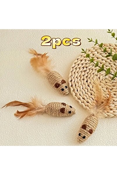 Choice ألعاب قطط مقاومة للعض على شكل فأر، لون كاكي داكن، عبوة من قطعتين، بذيل...