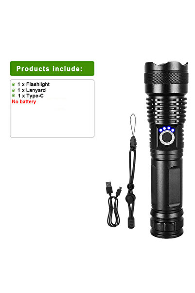 Choice مصباح XHP360 - مصباح يدوي LED قوي قابل لإعادة الشحن بـ 36 خلية، بقوة إضاءة فائقة تصل إلى 1000000 لومن