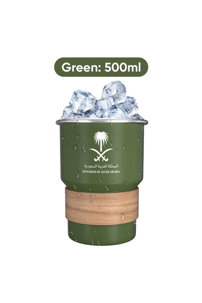 Choice 500ml Green 500ML National Emblem of Saudi Arabia Logo Coffee Mug Stainless Steel Water Cup Outdoor