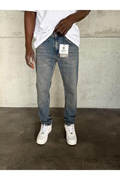 KağanKY Navy Blue Washed Stretch Fabric Regular Fit Jean