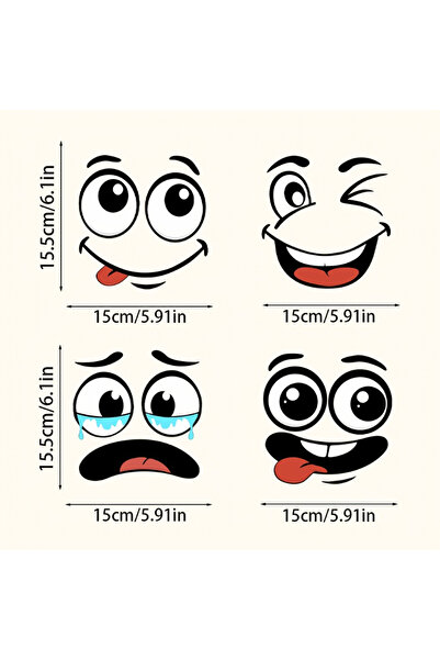 Choice (4 قطع) - ملصقات وجوه كرتونية ذاتية اللصق مقاومة للماء، مناسبة لصناديق...
