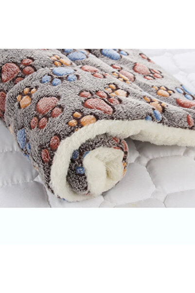 Choice 61x41cm Coffee-Footprint Flannel Thickened Dog Bed Mat Soft Pet Sleeping Mat for Dogs Cats Winter Wa