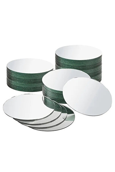 Choice مجموعة من 12 قطعة من صواني الشموع الدائرية الفضية المصنوعة من الأكريليك، بقطر 15 سم، مع قاعدة مرآة دائرية لتزيين طاولة الطعام.