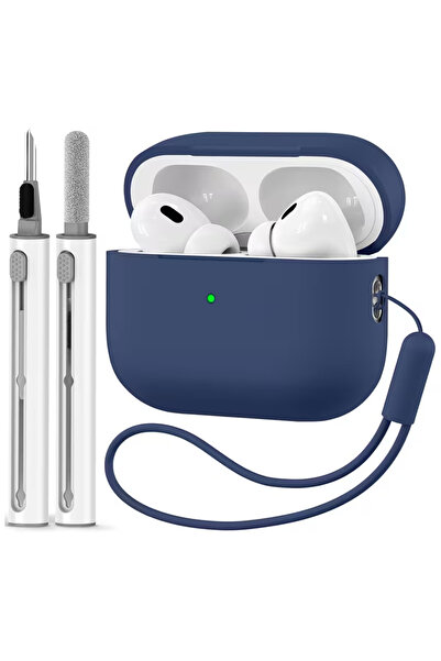 Choice جراب AirPods Pro 3 باللون الأزرق البحيري، جراب AirPods Pro من الجيل الثالث 2025 مع طقم تنظيف، مصنوع من السيليكون الناعم