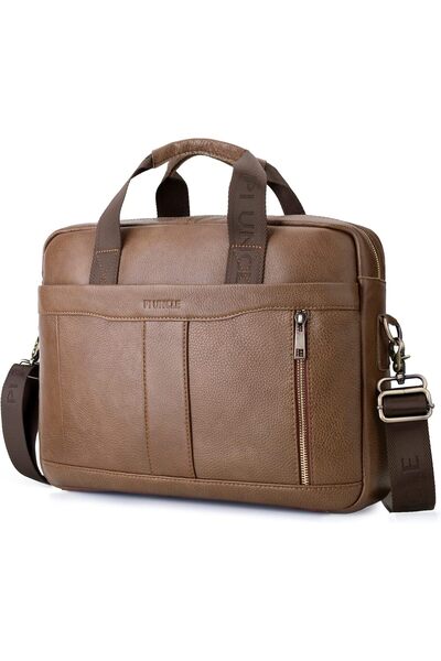 SPAHER Mens Leather Laptop Bag