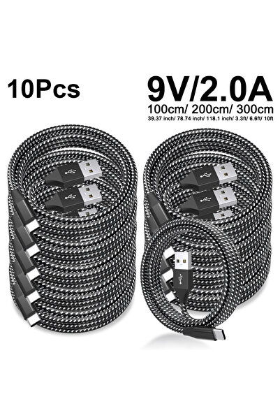 Choice 1m 10PCS Black 10PCS Fast Charge USB Type C Quick Charge Cable Weaving...