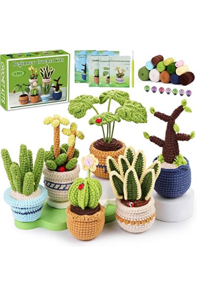 Choice 6pcs MIUSIE 6PC Succulents Plants Crochet Kits, Knitting Kit with Step-by-Step Video Tutorials, Croc
