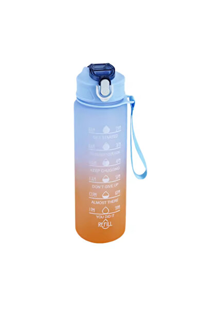 Choice 750ml Blue Orange 750ML Sports Water Bottle with Time Marker Leak-proof Cup Motivational Portable Wa