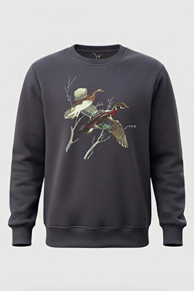 WİDİ Flying Wild Ducks Illustration cu imprimeu bumbac 100% Regular Fit guler...