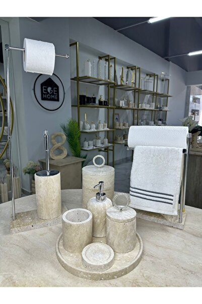 ege gross Traverten Mermer Banyo Seti- 9 Parça -Mermer Banyo Seti