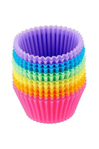 Choice Multicolor 12-Piece Silicone Baking Set: Reusable Cupcake Molds & DIY Cake Accessories for Effortles