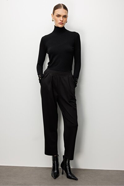 Moda İlgi Modailgi Beli Lastikli Yandan Cepli Pile Detaylı Örme Pantolon - 15...