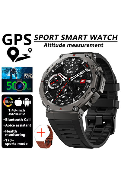 Choice Built-in GNSS Black Red silicone 2 T-Rex 3 Ultra GPS Smart Watch Bulit-in Dual-band GNSS Compass Alt