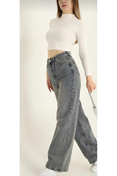 SU SHE 90's Extra Comfortable Stretchy High-Waisted Wide Leg Palazzo Jeans 90% Cotton