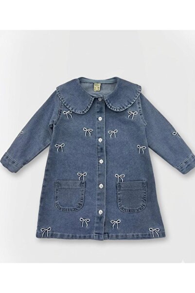 BOBBY JR KİDSWEAR Rochie pentru fete din denim cu broderie cu fundă