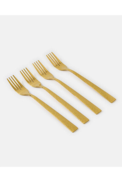 REDTAG Gold Dinner Fork Hammered Finish Set (4 Piece)