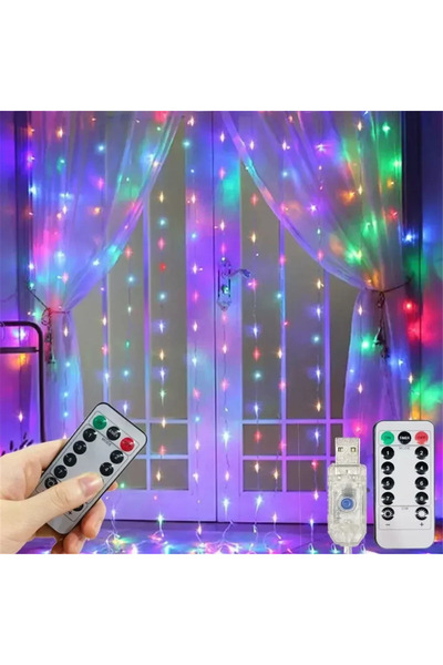 Choice ستارة إضاءة متعددة الألوان تعمل بمنفذ USB، 3 × 2 متر، 200 مصباح LED، ز...