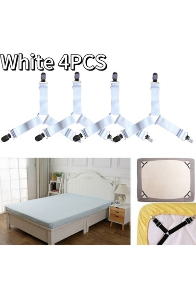 Choice white-4pcs 4Pcs Adjustable Bed Sheet and Quilt Holder for Bed Sheet Organizer Mattress Cover Clip fo