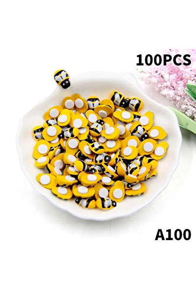 Choice A100 50/100Pcs Mini Wooden Bee Self-adhesive Sticker Children Painted DIY Crafts Fairy Garden Figuri