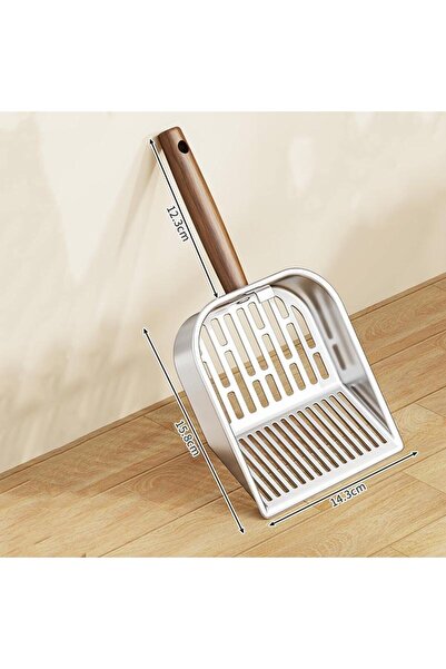JETTING A1 1 Pc Stainless Steel Cat Litter Scoop Long Wooden Handle Pet Waste...
