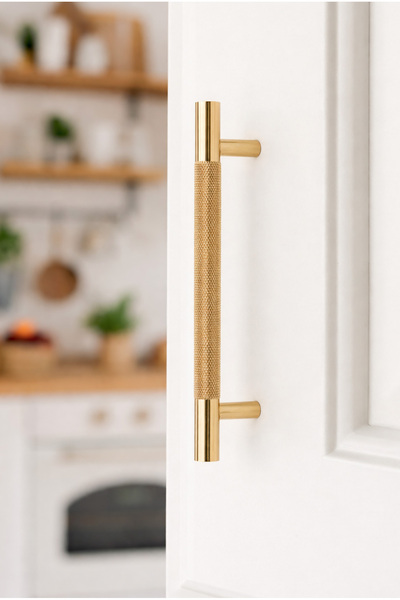 BERFİNO 5'li Paket 588/128/13 Altın Tırtıklı Kulp | 128 mm Aks Aralığı | Mode...