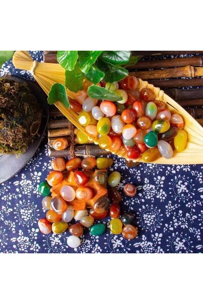 Arabest 500g High Polished Colorful River Rocks,1-2 Inch Mixed Color for Garden Landscaping, Fish Tank