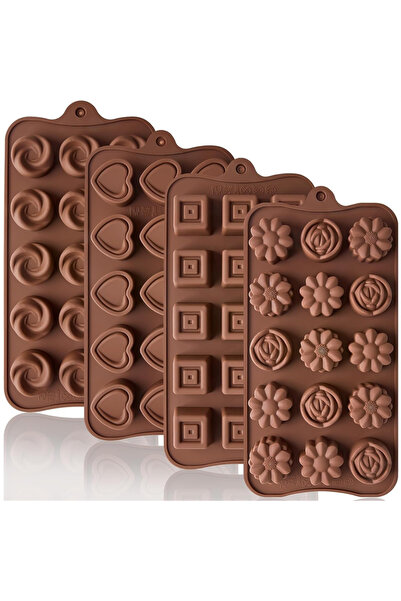 Choice مجموعة من 4 قوالب زهور الشوكولاتة المصنوعة من السيليكون، قابلة لإعادة ...