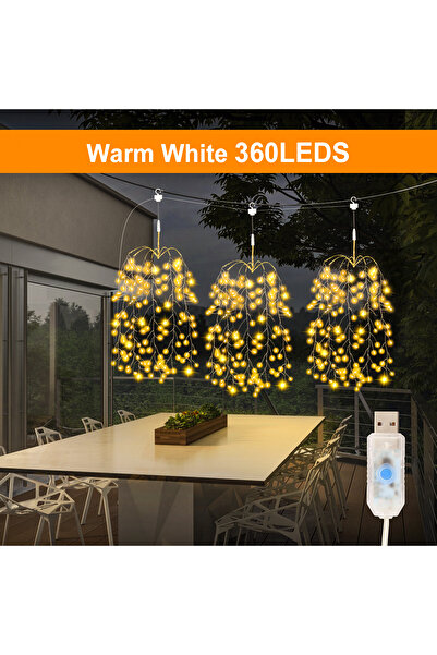 Choice أضواء LED بيضاء دافئة 360 LED، تعمل بمنفذ USB، معلقة على شكل ألعاب نار...