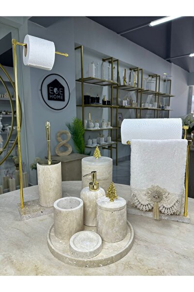 ege gross Traverten Mermer Banyo Seti- 9 Parça -Mermer Banyo Seti