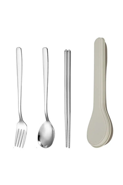 Choice Grey Cutlery Set with Storage Case Korean Style Portable Tableware Set...
