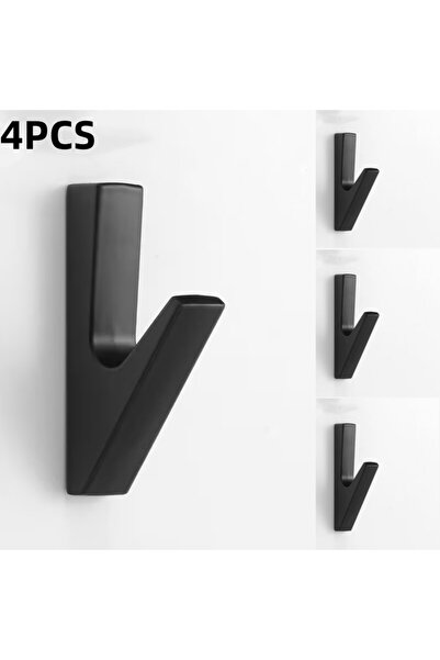 Choice خطافات ملابس سوداء إبداعية من سبائك الألومنيوم، 4 قطع، مناسبة لغرف الم...