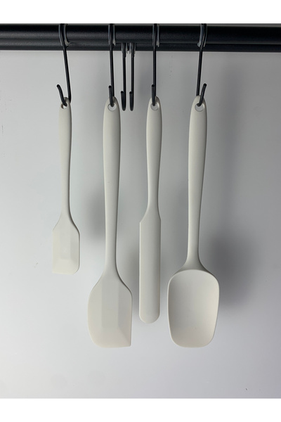 Choice طقم ملاعق سيليكون مقاومة للحرارة مكون من 4 قطع باللون البيج - أدوات مط...