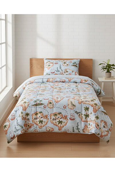 REDTAG طقم لحاف أزرق مطبوع صورة كنز (مقاس فردي)