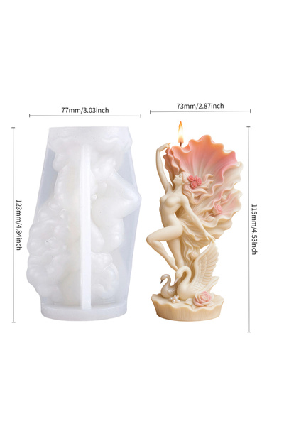 Choice قالب شمعة أنيق على شكل راقصة البجع: تنورة على شكل بتلة، نقش بارز للبجعة. شمعة معطرة، إبداعية