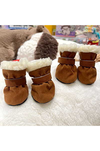 Choice أحذية شتوية دافئة للكلاب، لون بني، مقاس XL، 4 قطع/مجموعة، مانعة للانزل...