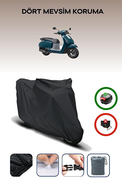 Breen Black Rear Bag Compatible Honda Spacy 125 Compatible Motorcycle Tarpaul...