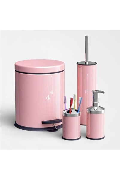 Vinoks Eko Series 4-Piece Bathroom Set Trash Can+Toilet Brush+Soap Dispenser+...