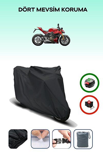 Breen Black Rear Bag Compatible with Ducati Streetfighter V4 S Compatible Mot...