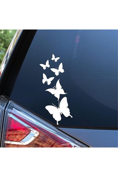 Arabest 7-inch white butterfly car sticker, cute and beautiful