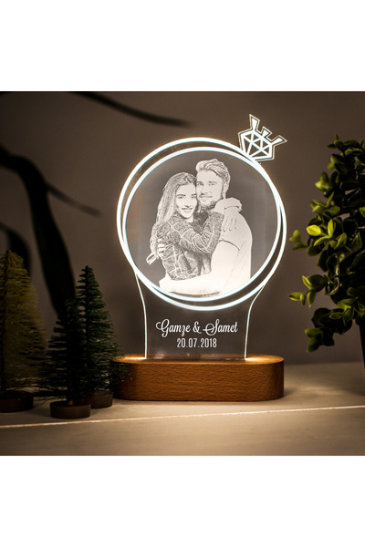 Hediyesepeti Sevgiliye Hediye Fotoğraf Baskılı 3 Boyutlu Led Lamba
