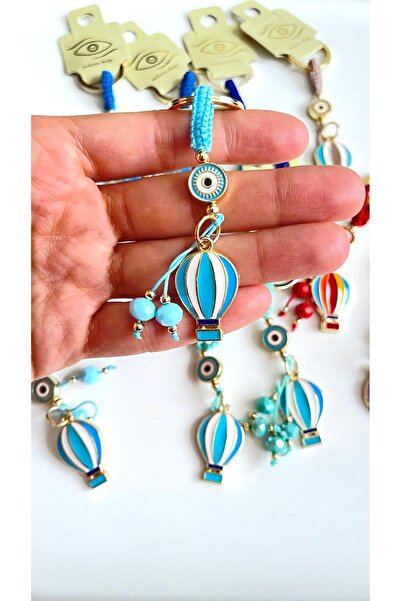 Cassime Breloc cu mărgele Evil Eye cu model de balon de culoare albastru deschis