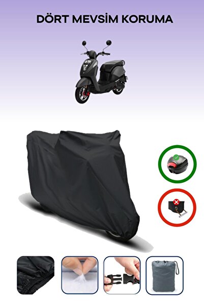 Breen Black Rear Bag Compatible Sym Mio 50 Compatible Motorcycle Tarpaulin Mo...