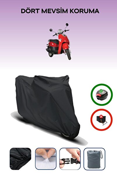 Breen Black Rear Bag Compatible Kanuni Pony 50 Compatible Motorcycle Tarpauli...