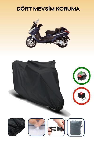Breen Black Rear Bag Compatible Piaggio X8 200 Compatible Motorcycle Tarpauli...